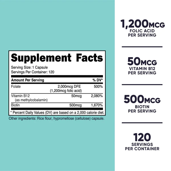 Nutricost Ácido fólico para mujer - Imagen 2